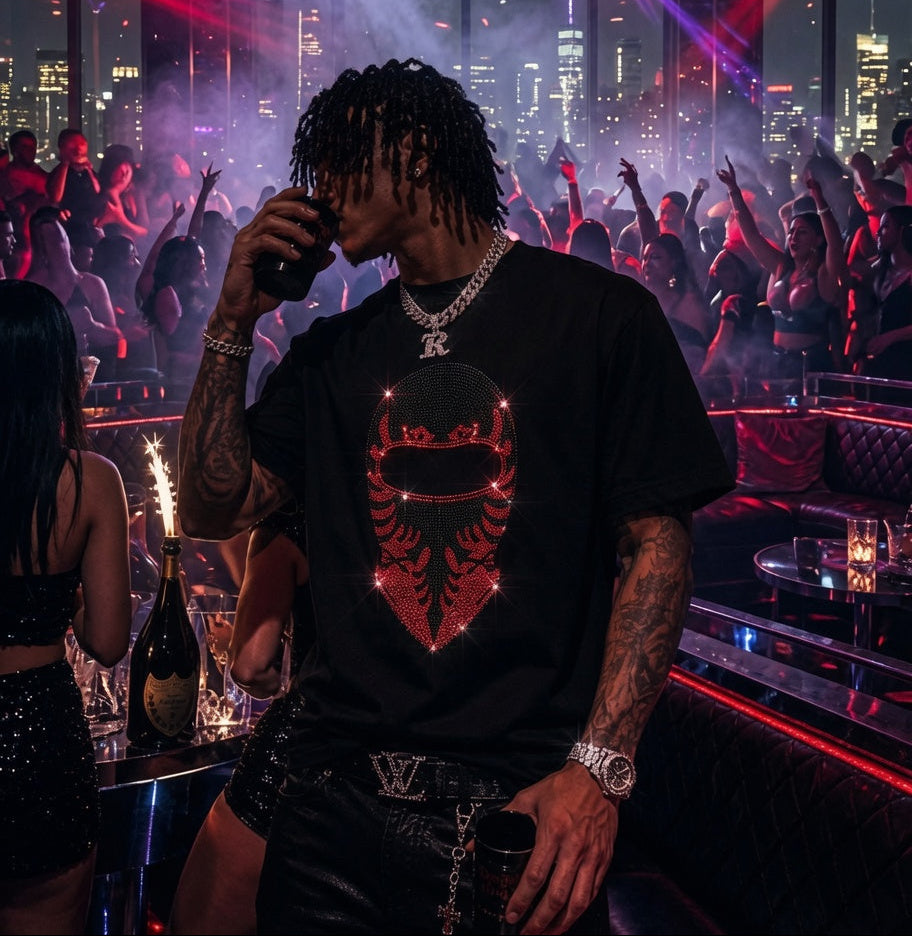 Albanian Edition Rhinestone Tee lifestyle shot